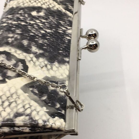 Depeche Mode Faux Python Kisslock evening clutch with silver tone hardware - Picture 10 of 16